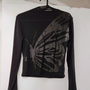 Black mesh butterfly shirt size Small with turtleneck